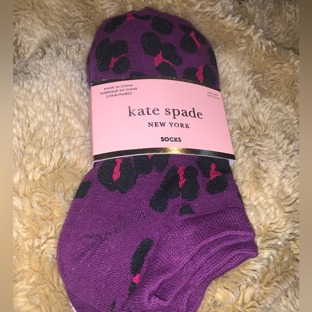 Kate spade purple leopard low cut socks nwt 3 Pk